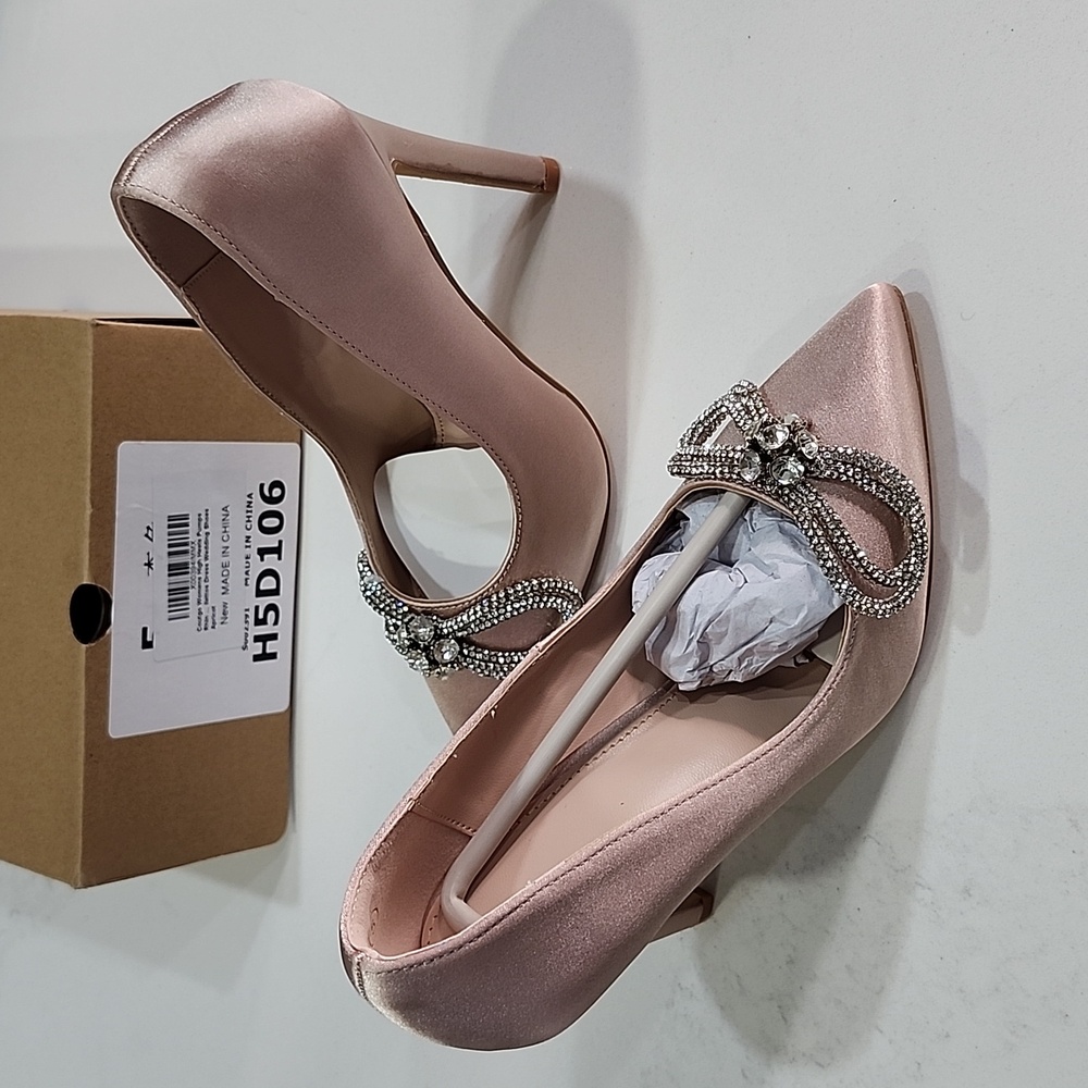 Womens Bow Court Shoes Ladies Slip On High Heel Stilettos Bridal Party Pointed